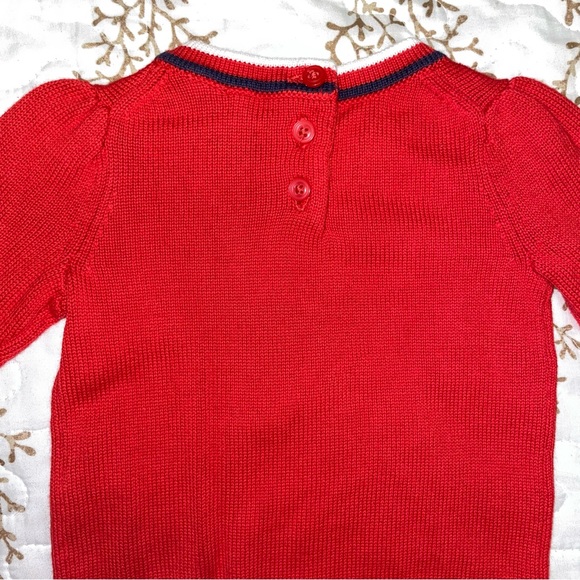 NWT Janie and Jack red holiday Christmas knit striped baby bow sweater 3-6 month - Picture 7 of 8